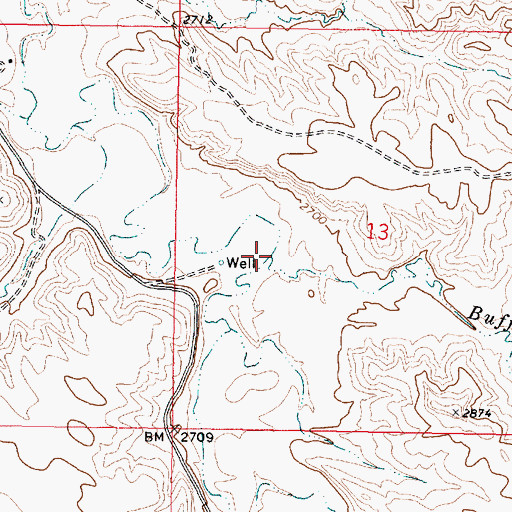 Topographic Map of Buffalo Creek, MT