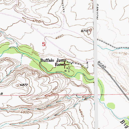 Topographic Map of Buffalo Jump Ranch, MT