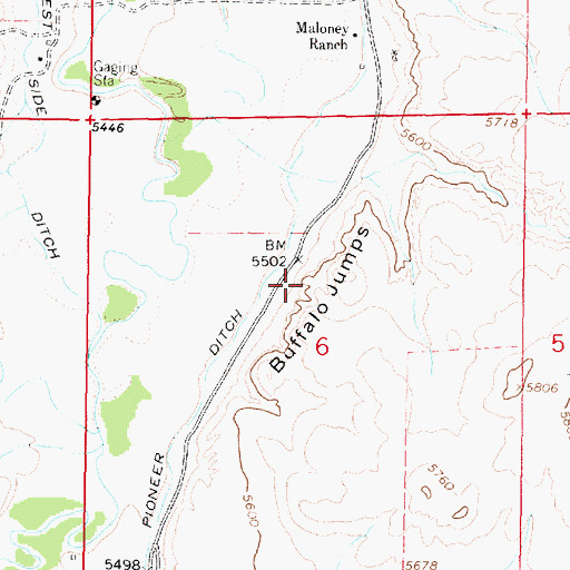Topographic Map of Buffalo Jumps, MT