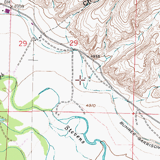 Topographic Map of Buhrer-Garrison Ditch, MT