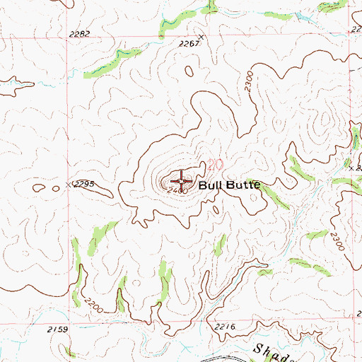 Topographic Map of Bull Butte, MT