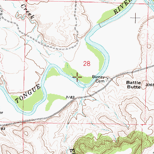 Topographic Map of Bull Creek, MT