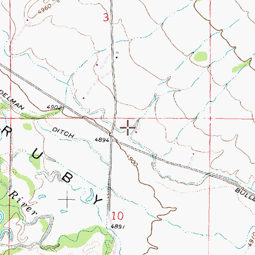 Topographic Map of Bullerdick Hyndman Moulton Ditch, MT