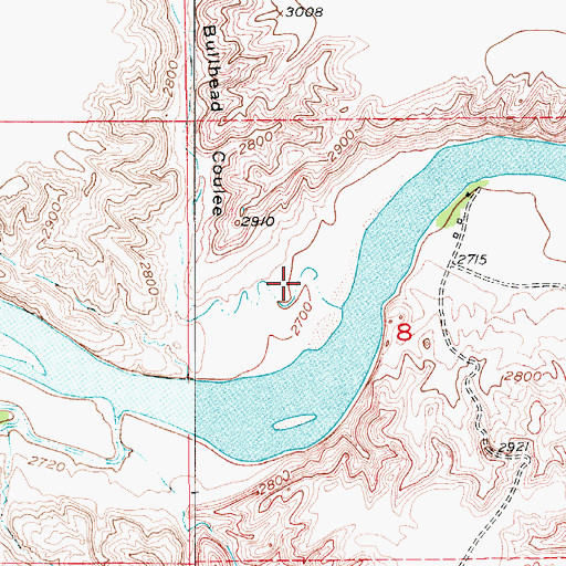 Topographic Map of Bullhead Coulee, MT
