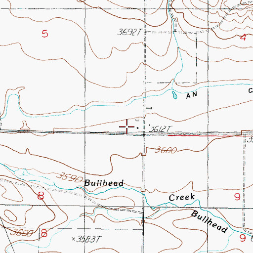Topographic Map of Bullhead School (historical), MT
