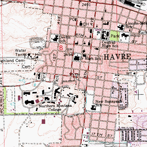 Topographic Map of Bullhook Creek, MT
