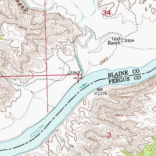 Topographic Map of Bullwhacker Coulee, MT