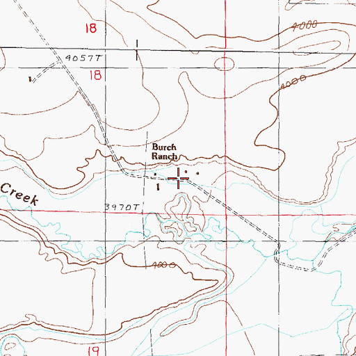 Topographic Map of Burch Ranch, MT