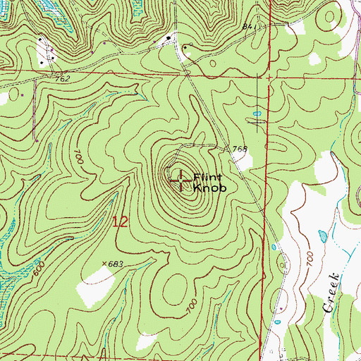 Topographic Map of Flint Knob, AR