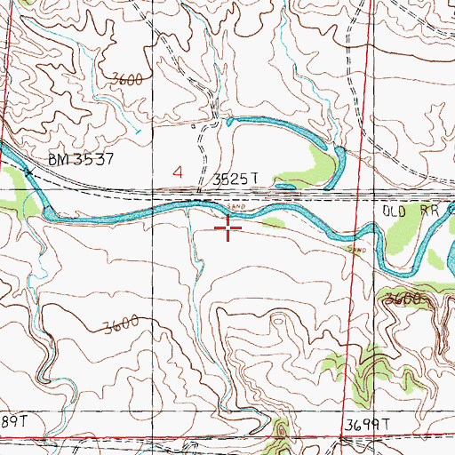 Topographic Map of Burgoyne Siding (historical), MT