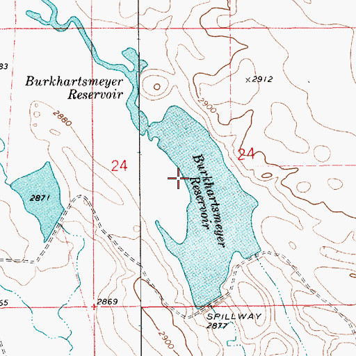 Topographic Map of Burkhartsmeyer Reservoir, MT