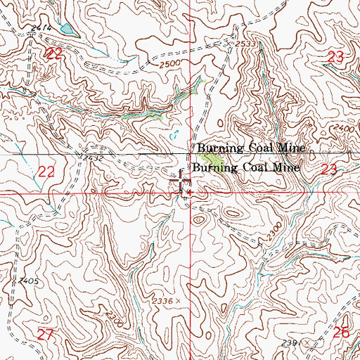 Topographic Map of Burning Coal Mine, MT
