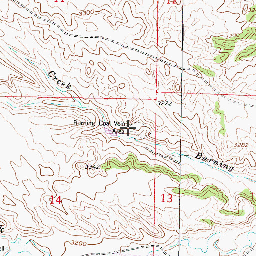 Topographic Map of Burning Coal Vein Area, MT