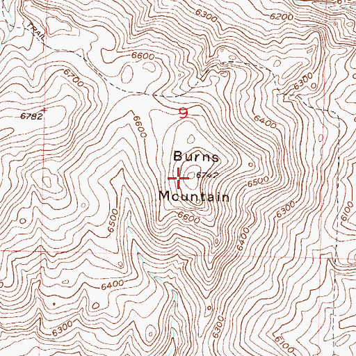 Topographic Map of Burns Mountain, MT