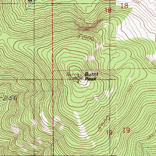 Topographic Map of Burnt Peak, MT