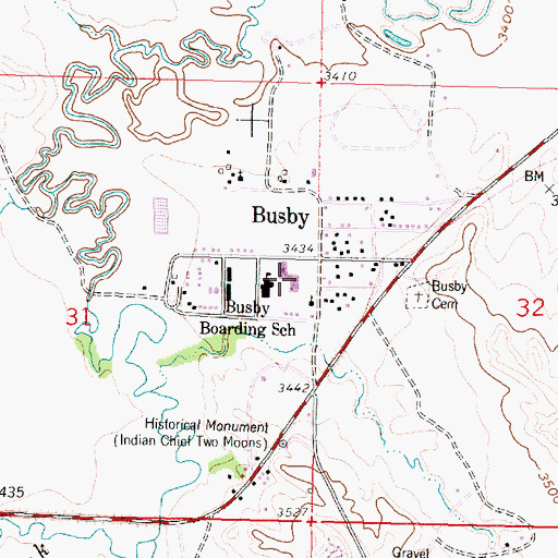 Topographic Map of Northern Cheyenne Tribal School, MT
