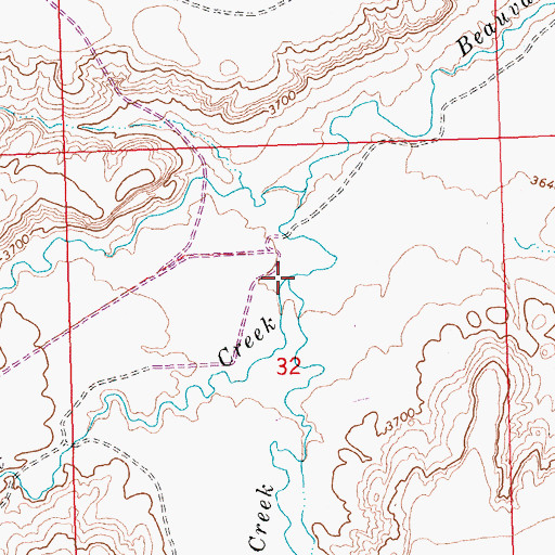 Topographic Map of Buster Creek, MT