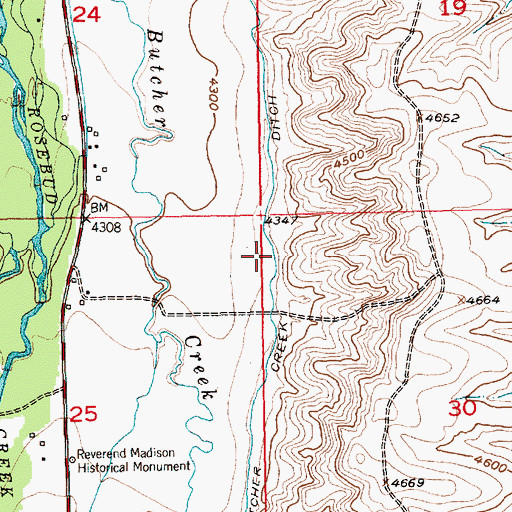 Topographic Map of Butcher Creek Ditch, MT