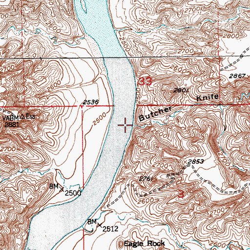 Topographic Map of Butcher Knife Canyon, MT