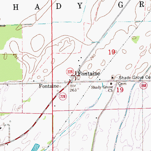 Topographic Map of Fontaine, AR