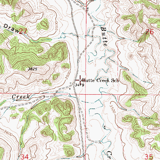 Topographic Map of Butte Creek School (historical), MT