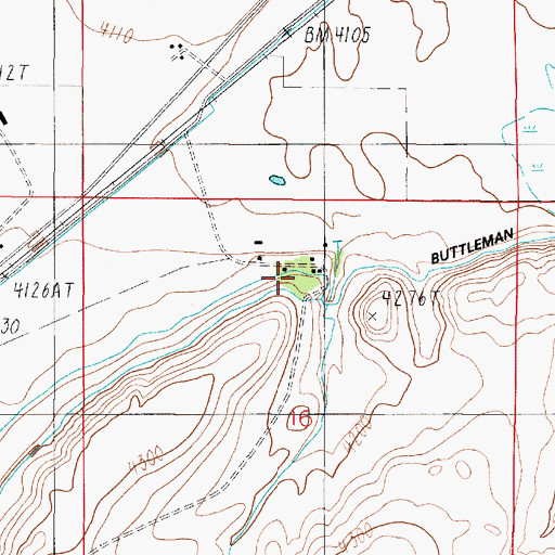 Topographic Map of Buttleman Ranch, MT