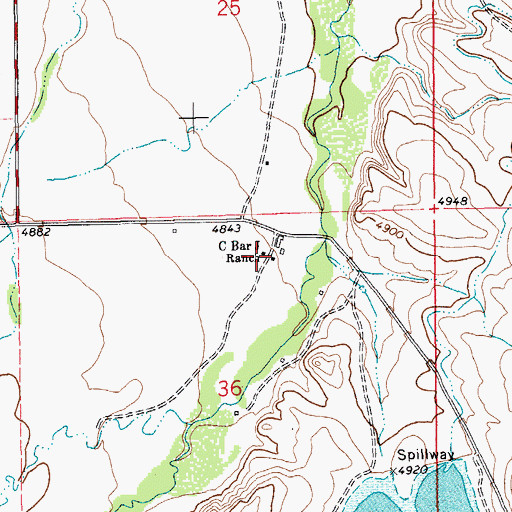 Topographic Map of C Bar J Ranch, MT