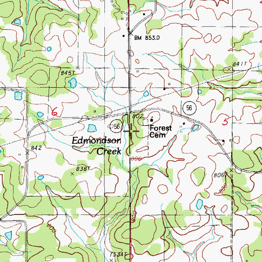 Topographic Map of Forrest Chapel United Methodist Church, AR