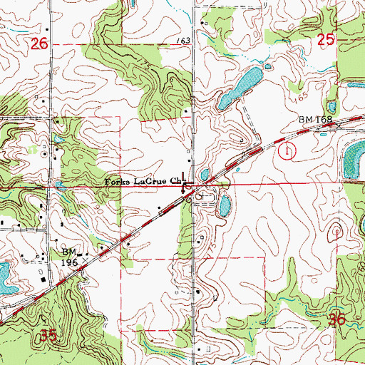Topographic Map of Forks La Grue Church, AR