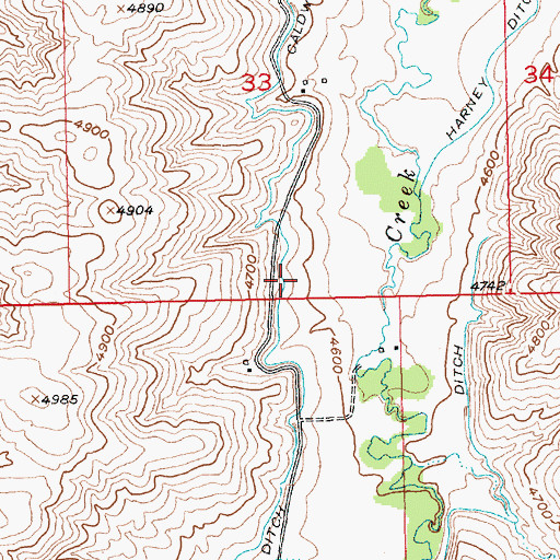Topographic Map of Caldwell Ditch, MT