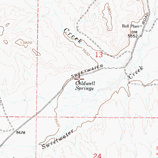 Topographic Map of Caldwell Springs, MT