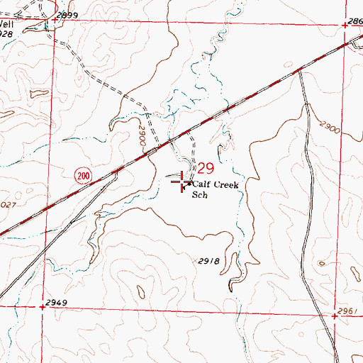 Topographic Map of Calf Creek School (historical), MT