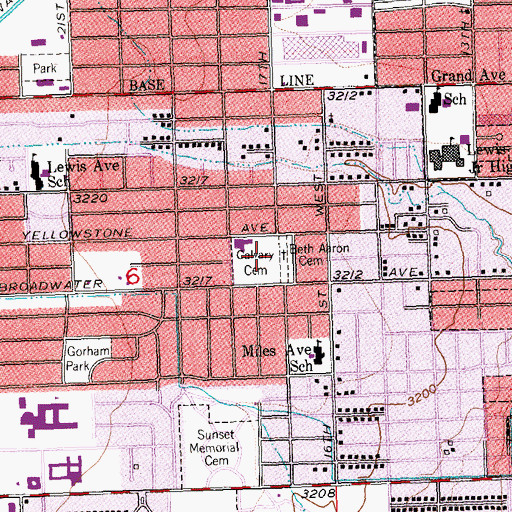 Topographic Map of Calvary Cemetery, MT