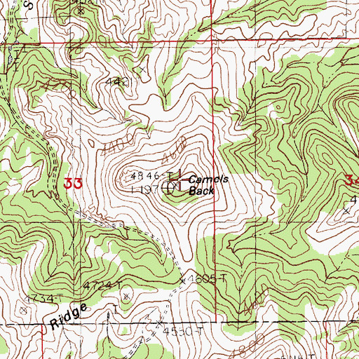 Topographic Map of Camels Back, MT