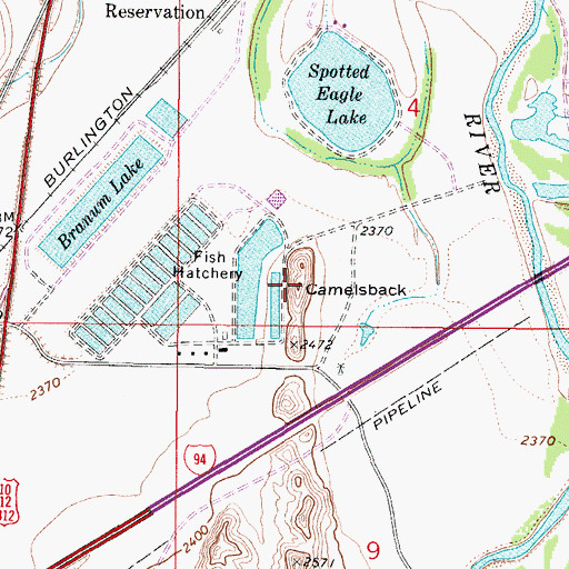 Topographic Map of Camelsback, MT