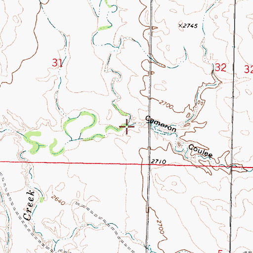 Topographic Map of Cameron Coulee, MT