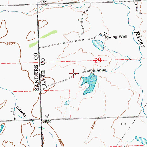 Topographic Map of Wildhorse Hot Springs, MT