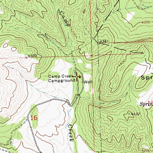 Topographic Map of Camp Creek Campground, MT