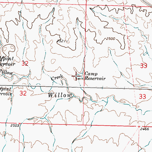 Topographic Map of Camp Reservoir, MT