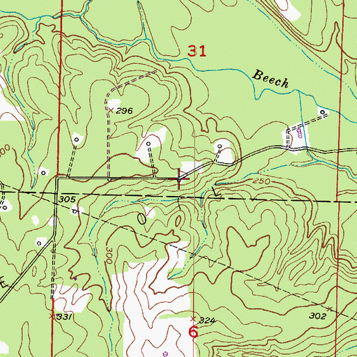 Topographic Map of Fouke Oil Field, AR