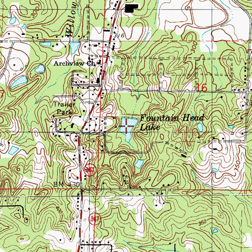 Topographic Map of Fountain Head Lake, AR