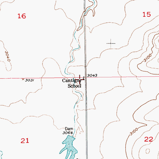 Topographic Map of Cantigny School (historical), MT