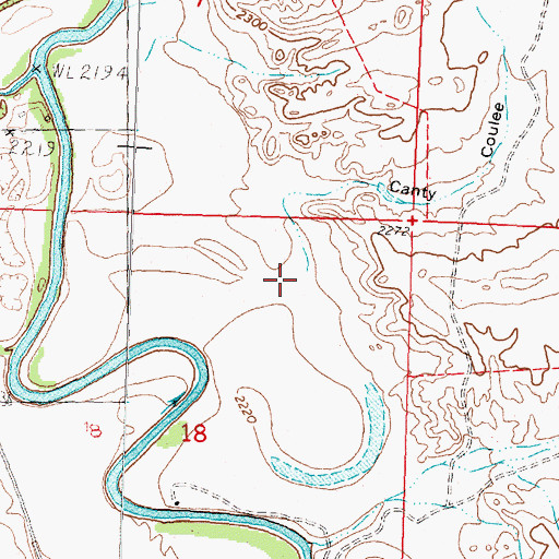 Topographic Map of Canty Coulee, MT