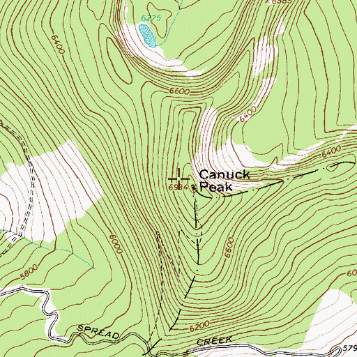 Topographic Map of Canuck Peak, MT