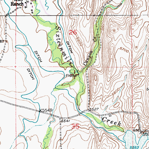 Topographic Map of Canyon Creek, MT