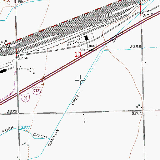 Topographic Map of Canyon Creek Ditch, MT