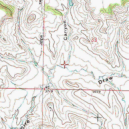 Topographic Map of Canyon Spring Draw, MT
