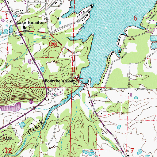 Topographic Map of Fourche a Loupe Creek, AR