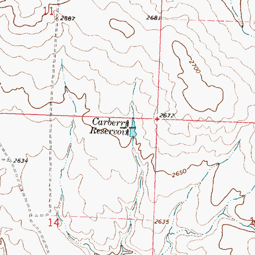 Topographic Map of Carberry Reservoir, MT