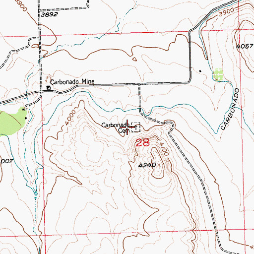 Topographic Map of Carbonado Cemetery, MT